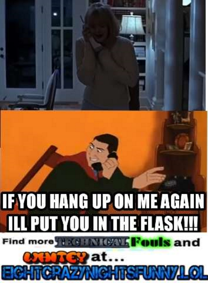 Casey Becker is now crying as Davey says 'If you hang up one me again I'll put you in the flask!!!' which is a refrance to another adam sandler movie titles 'Little Nicky' 